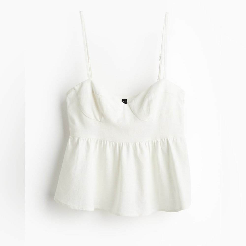 Linen-Blend Bustier Top